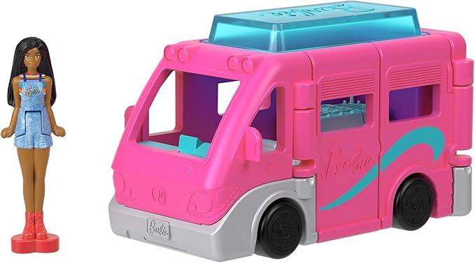乐天商城 - 【訳あり】バービー(Barbie) ミニバービーランド ドリームキャンパー マイクロドール1体付 きせかえ人形・ハウス ままごと・ごっこ遊び キャンピングカー 6歳から ピンク HYF39