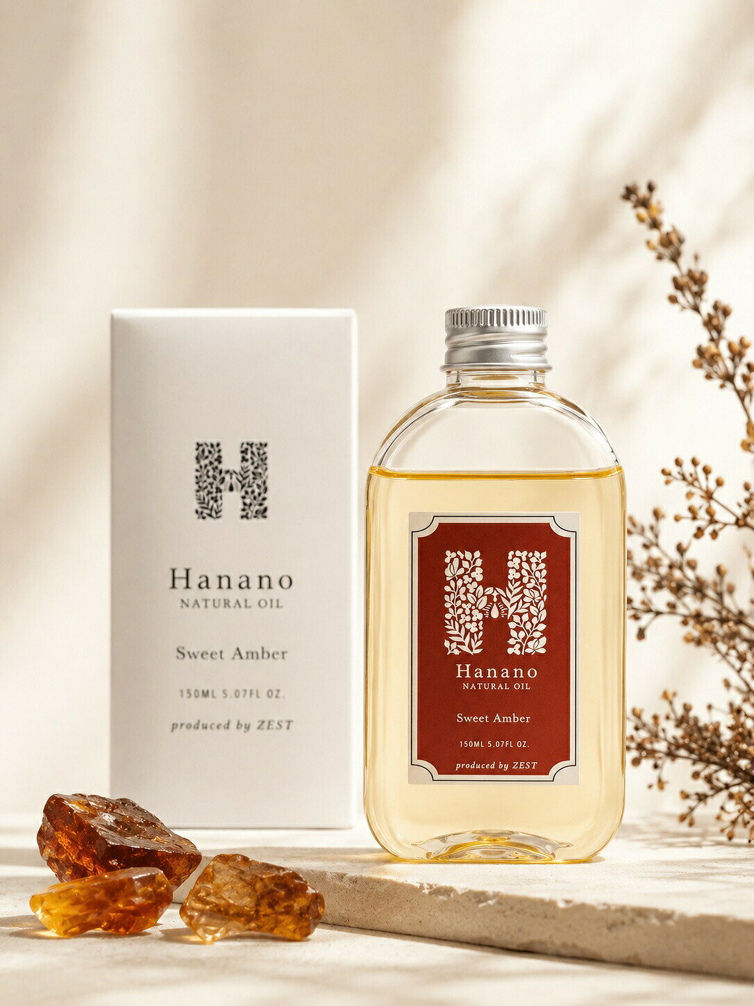 HANANO NATURAL OIL Sweet Amber ハナノ ナチュラル オイル スウィートアンバー 150ml *甘さと色気が重なり、香りの変化まで楽しめる上品なアンバーフレグランス