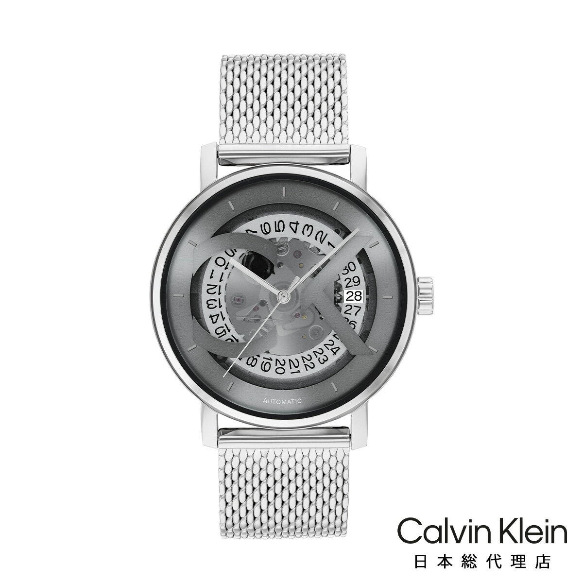 楽天BeyondCool〜ビヨンクールカルバン・クライン アイコニック - 40mm グレー シルバー メッシュ メンズ ウォッチ Calvin Klein