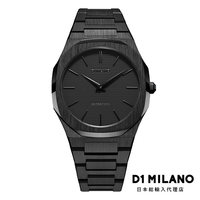 D1 MILANO 日本総輸入代理店 腕時計 メンズ ブランド D1ミラノ ディーワンミラノ 時計 防水 プロジェクトシャドウ ウルトラシン 電池式 黒文字盤 薄型 ケース オールブラック