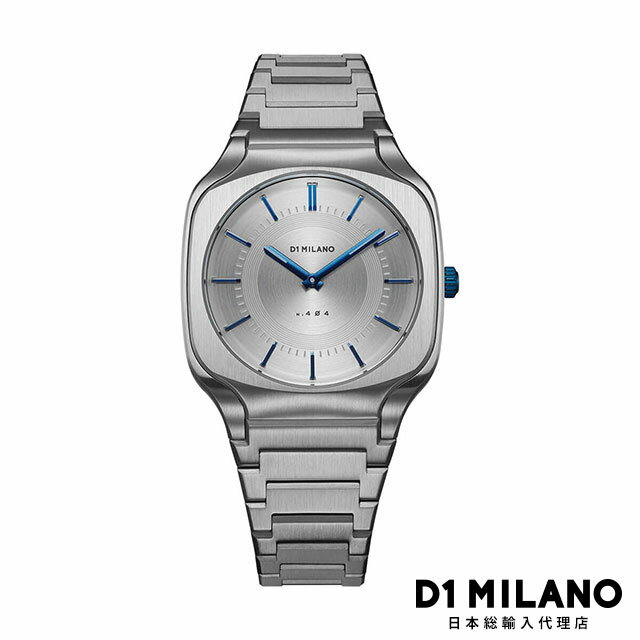 D1 MILANO 日本総輸入代理店 腕時計 メンズ ブランド D1ミラノ ディーワンミラノ 時計 おしゃれ 電池式 シンプル かっこいい 防水 シルバー ビジネス - スクエア ブレスレット シルバー 37mm