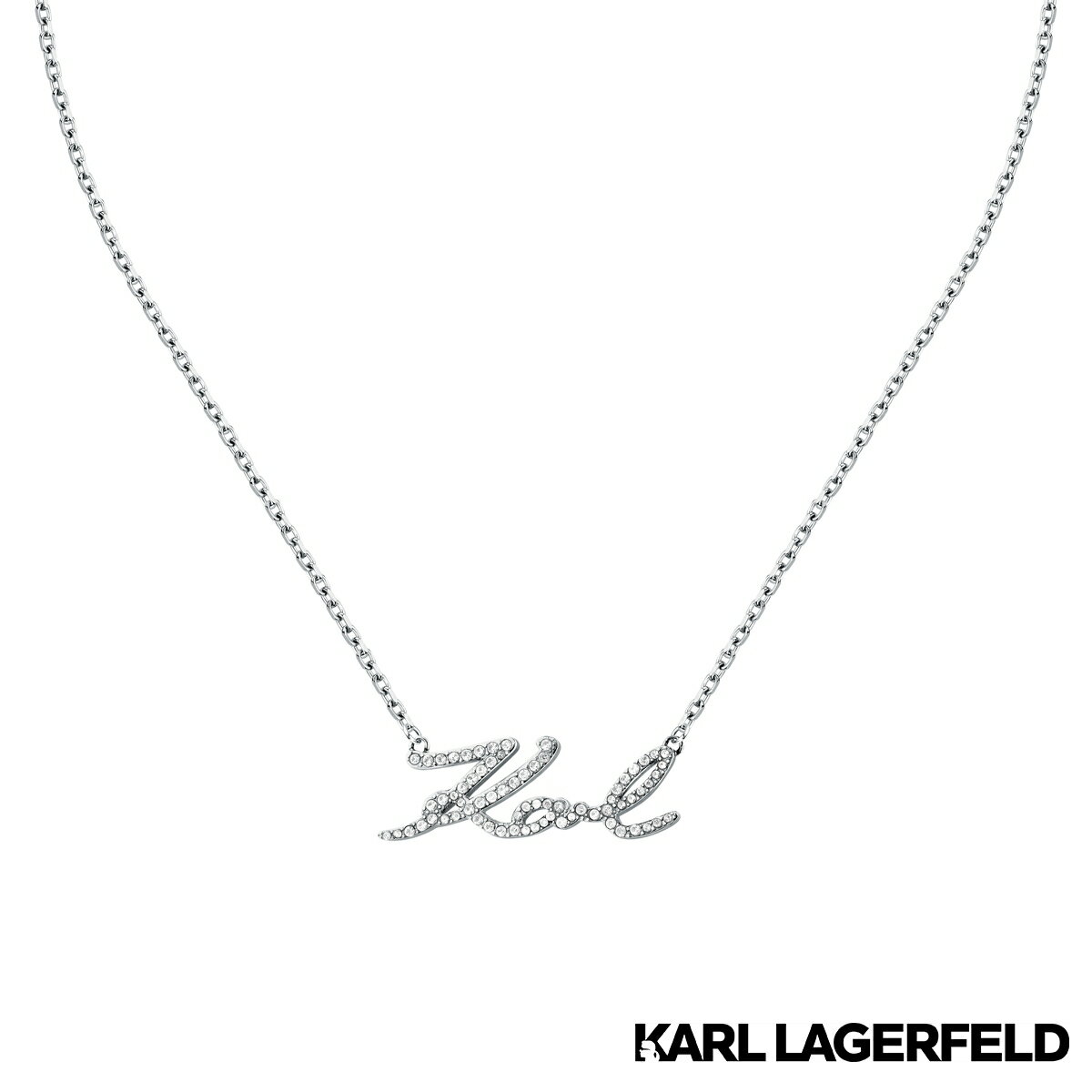 Rakuten - カールラガーフェルド チャーム ネックレス シルバー クリスタル ホワイト メンズ レディース アクセサリー ジュエリー KARL LAGERFELD