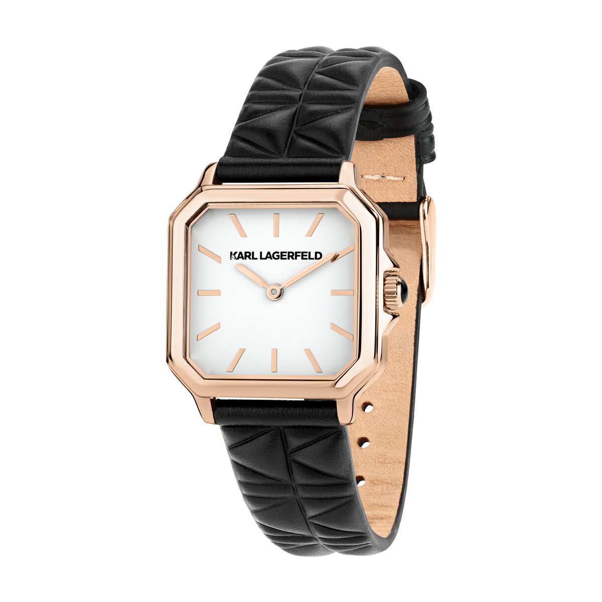カールラガーフェルド スクエア クラシック ホワイト ダイヤル ブラック レザー メンズ レディース ウォッチ KARL LAGERFELD