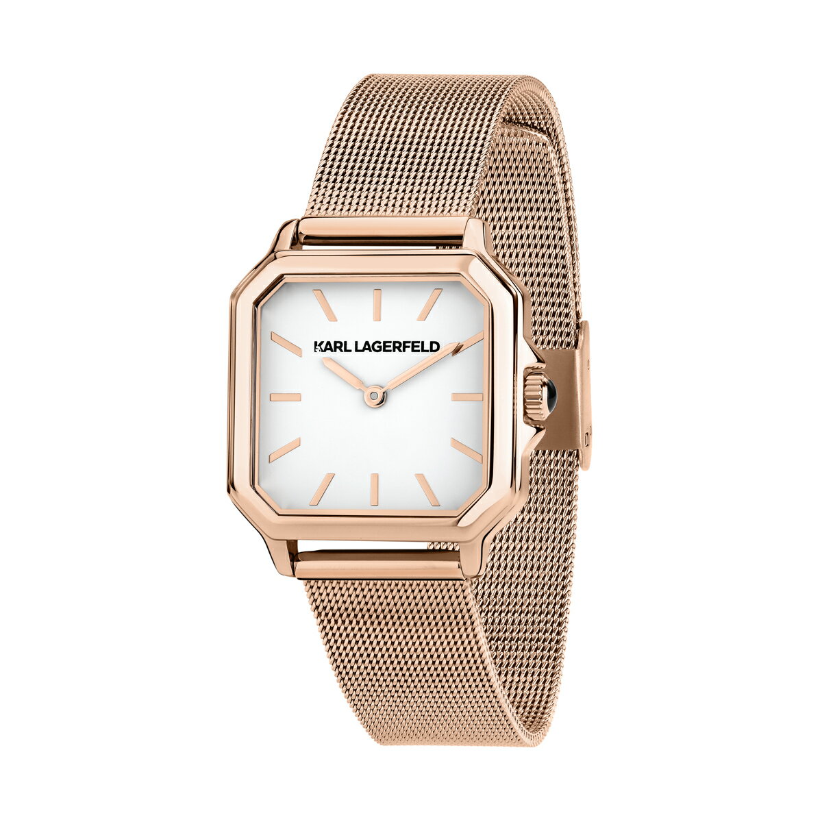 カールラガーフェルド スクエア クラシック ホワイト ダイヤル ローズゴールド メッシュ メンズ レディース ウォッチ KARL LAGERFELD