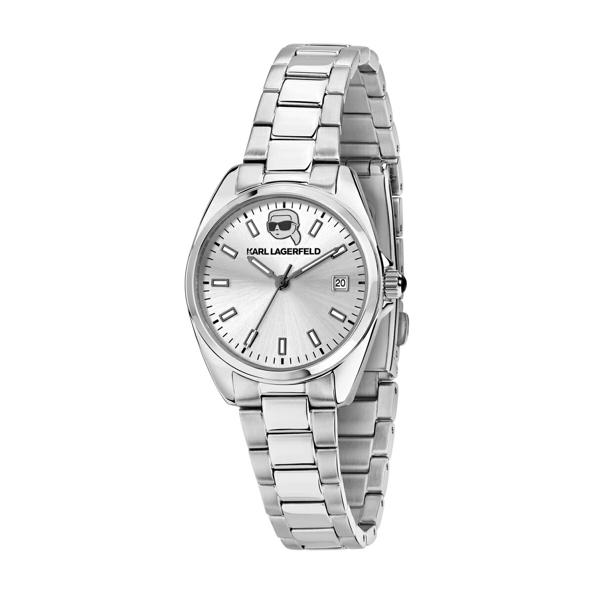カールラガーフェルド ラウンド エッセンシャル シルバー サンレイ アイコン ダイヤル シルバー ブレスレット メンズ レディース ウォッチ KARL LAGERFELD