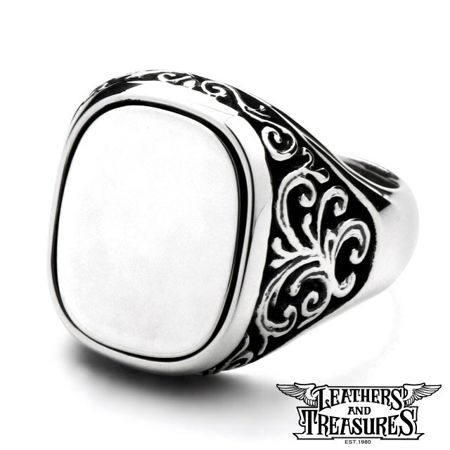 【ブラックフライデー★ポイント3倍】[公式] Leathers and Treasures リング メンズ ブランド 指輪 レザーズアンドトレジャーズ - スクロール インタリオ w/ プレーンプレート レザトレ