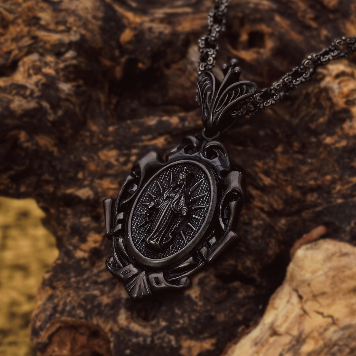 Rakuten - 【P10倍！楽天スーパーSALE限定】[公式] Leathers and Treasures ブランド ネックレス メンズ アクセサリー ペンダント シルバー - マザーマリアペンダント ブラックカスタム レザトレ レザーズアンドトレジャーズ
