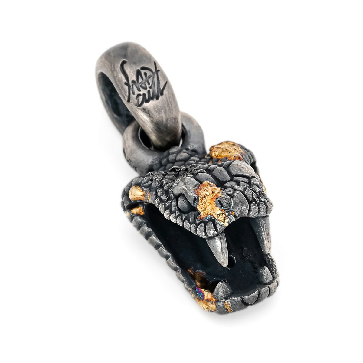 【要見積もり】マッドカルト マーダー スネークヘッドペンダント /スモール w/ゴールドメルティング＆ラスティーカスタム No.01 メンズ レディース アクセサリー ジュエリー MAD CULT lnp