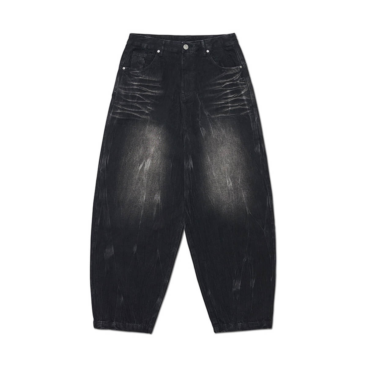 ノーマニュアル ウォッシュド ジャンボ デニム パンツ - ウォッシュド ブラック メンズ レディース アクセサリー ジュエリー NOMANUAL