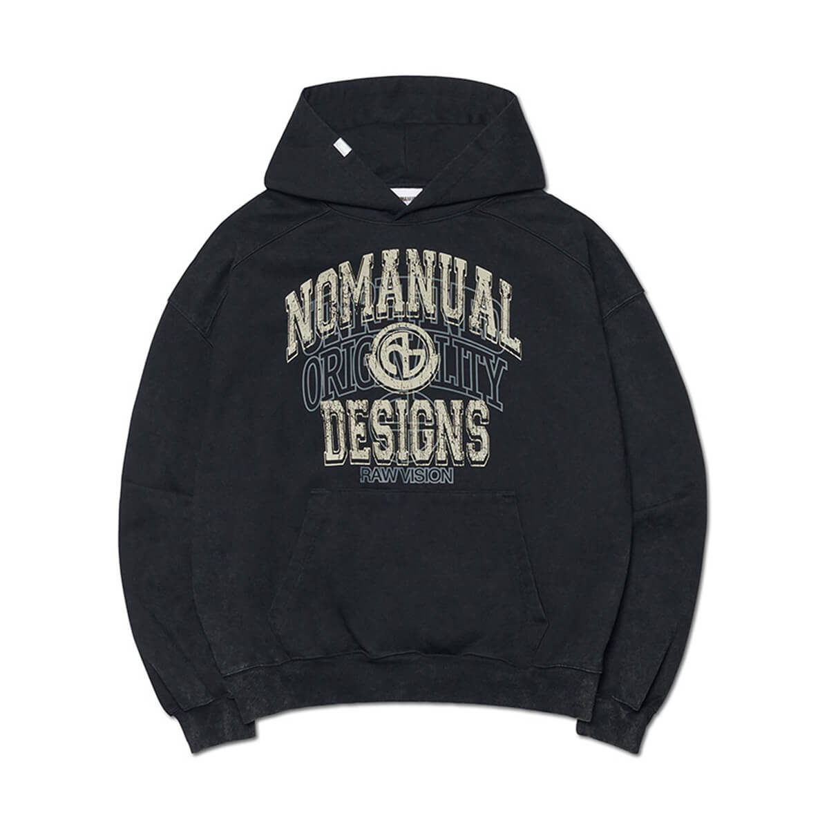 【最大50%OFFクーポン利用可★マラソン限定】ノーマニュアル レイヤード アーチ グラフィック フーディー - ウォッシュド ブラック メンズ レディース ア...