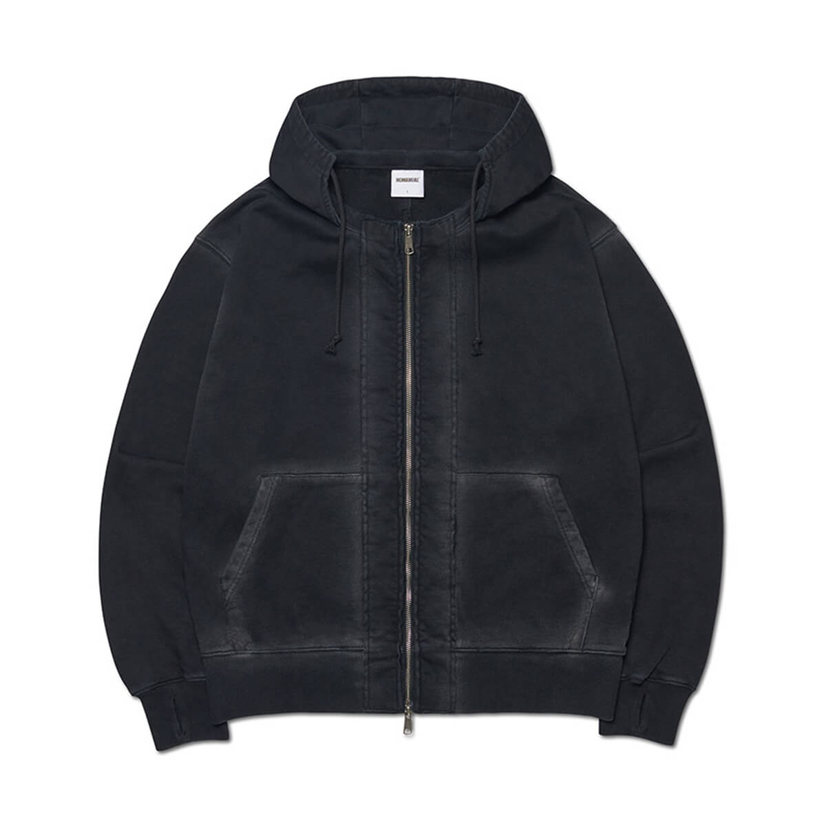 ノーマニュアル アフター フーディッド ジップアップ - ウォッシュド ブラック メンズ レディース アクセサリー ジュエリー NOMANUAL