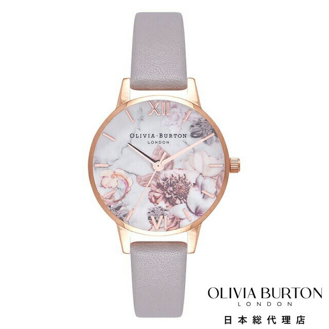 オリビアバートン 公式ストア 日本正規総代理店 腕時計 レディース 時計 Olivia Burton 彼女 誕生日 プレゼント 贈り物 ギフト - マーブルフローラル グレイライラック ＆ ローズゴールド 人気 20代 30代