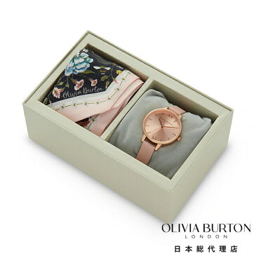 オリビアバートン レディース 時計 腕時計 ウォッチ Olivia Burton スカーフタイギフトセットデミ ダイヤル ダスティピンク & ローズゴールド