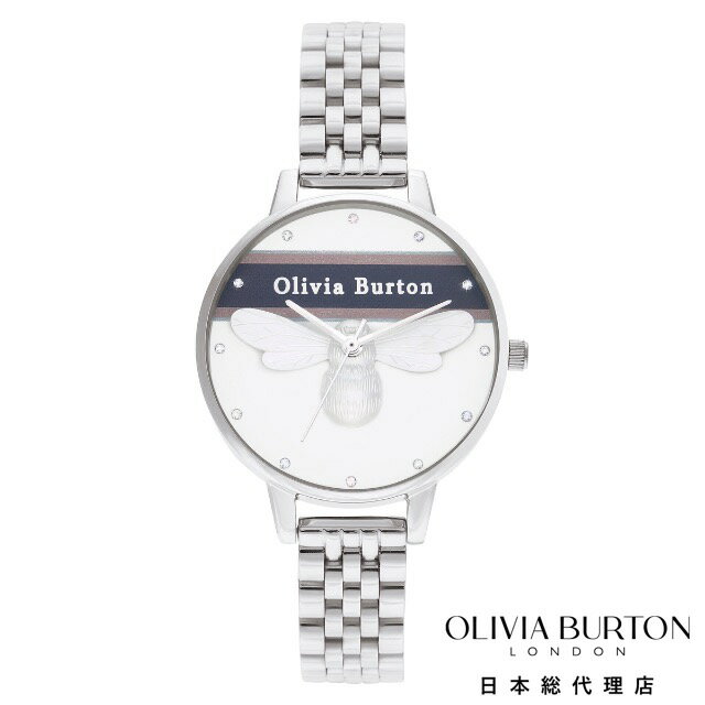 公式 オリビアバートン 腕時計 レディース 時計 アナログ かわいい ブランド レザーベルト プレゼント ヴァースティ ラッキー ビー ピンク ＆ ネイビー シルバー ブレスレット 34mm