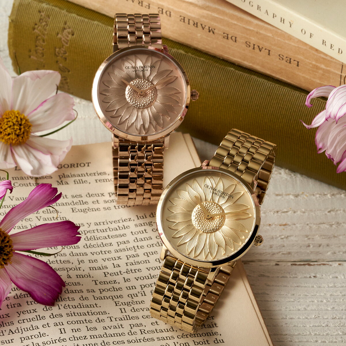 オリビア・バートン シグネチャー 35mm 3Dフラワー ゴールド ブレスレット レディース ウォッチ OLIVIA BURTON