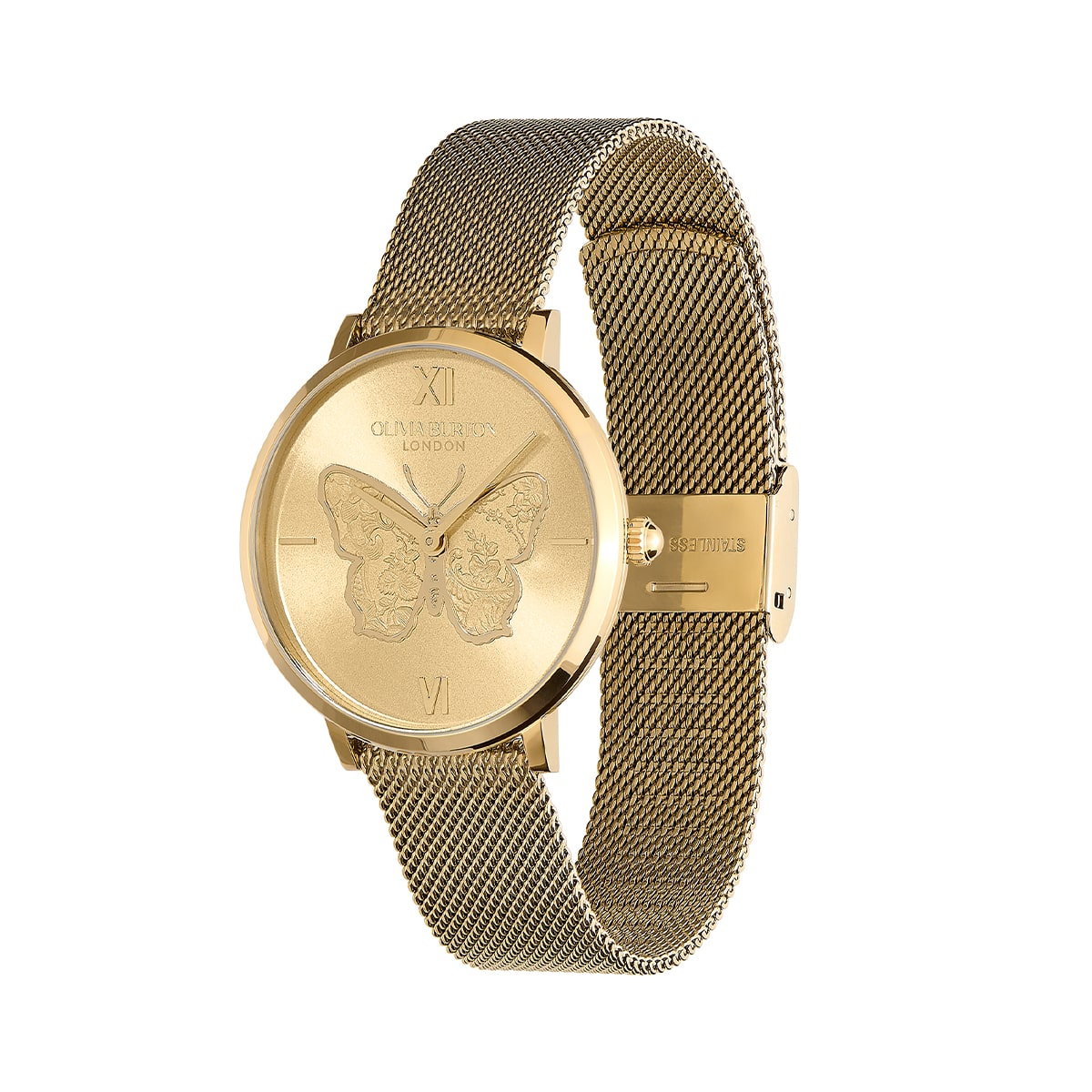 オリビア・バートン シグネチャー - 35mm バタフライ ウルトラスリム ゴールド メッシュ ウォッチ レディース ウォッチ OLIVIA BURTON