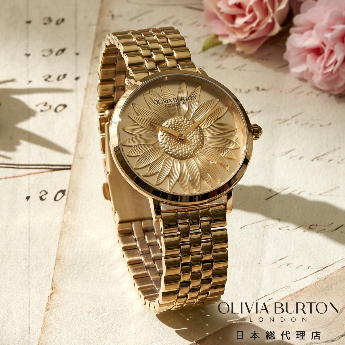オリビア・バートン シグネチャー 35mm 3Dフラワー ゴールド ブレスレット レディース ウォッチ OLIVIA BURTON