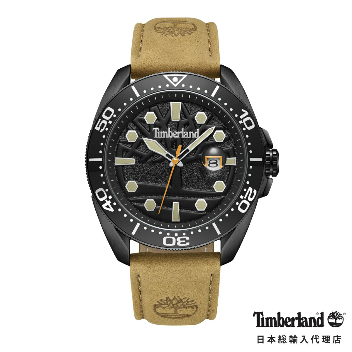 【最大50％OFFクーポン利用可★マラソン限定】ティンバーランド キャリガン - ブラック ダイヤル ウィート レザー メンズ レディース ウォッチ Timberland
