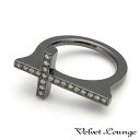 ヴェルヴェットラウンジ【Velvet Lounge】ラグジュアリー クロス リング ブラック/クリア キュービックジルコニア