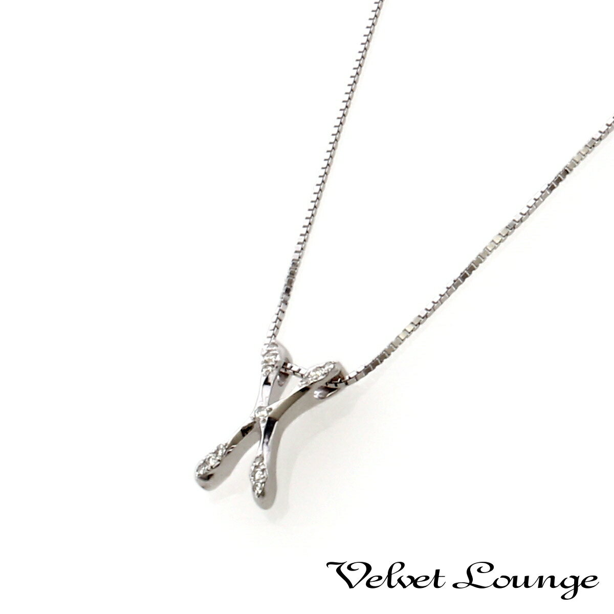 ヴェルヴェットラウンジ【Velvet Lounge】Edging cross エッジングクロスペンダント/ホワイト/ホワイトキュービックジルコニア