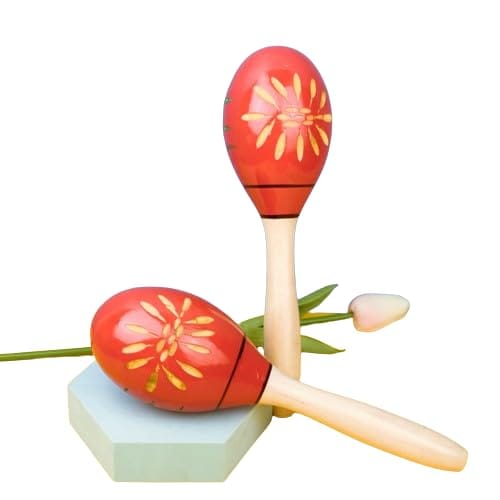 (pont du monde) マラカス Maracas 打楽器 ラテン パーカッション リトミック 楽器 木製 (2個セット)