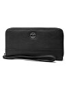 Timberland レディース レザー RFID ジップアラウンド ウォレット クラッチ リストレットストラップ付き, 黒 (小石), One Size