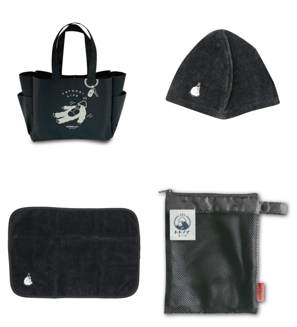 【サウナ4点セット】 ととのいサ活バッグ, パタッとサ活マット, ととのいサウナハット, 湯めぐりポーチ