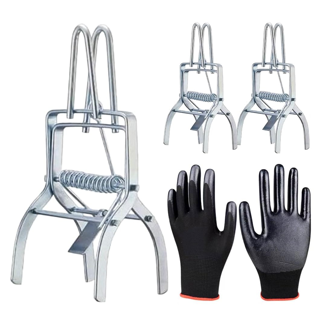 モグラ捕獲機3個セット モグラ駆除器 畑庭被害対策 家庭菜園ガード 地中 埋め込み ゴム手袋付き(3.0)