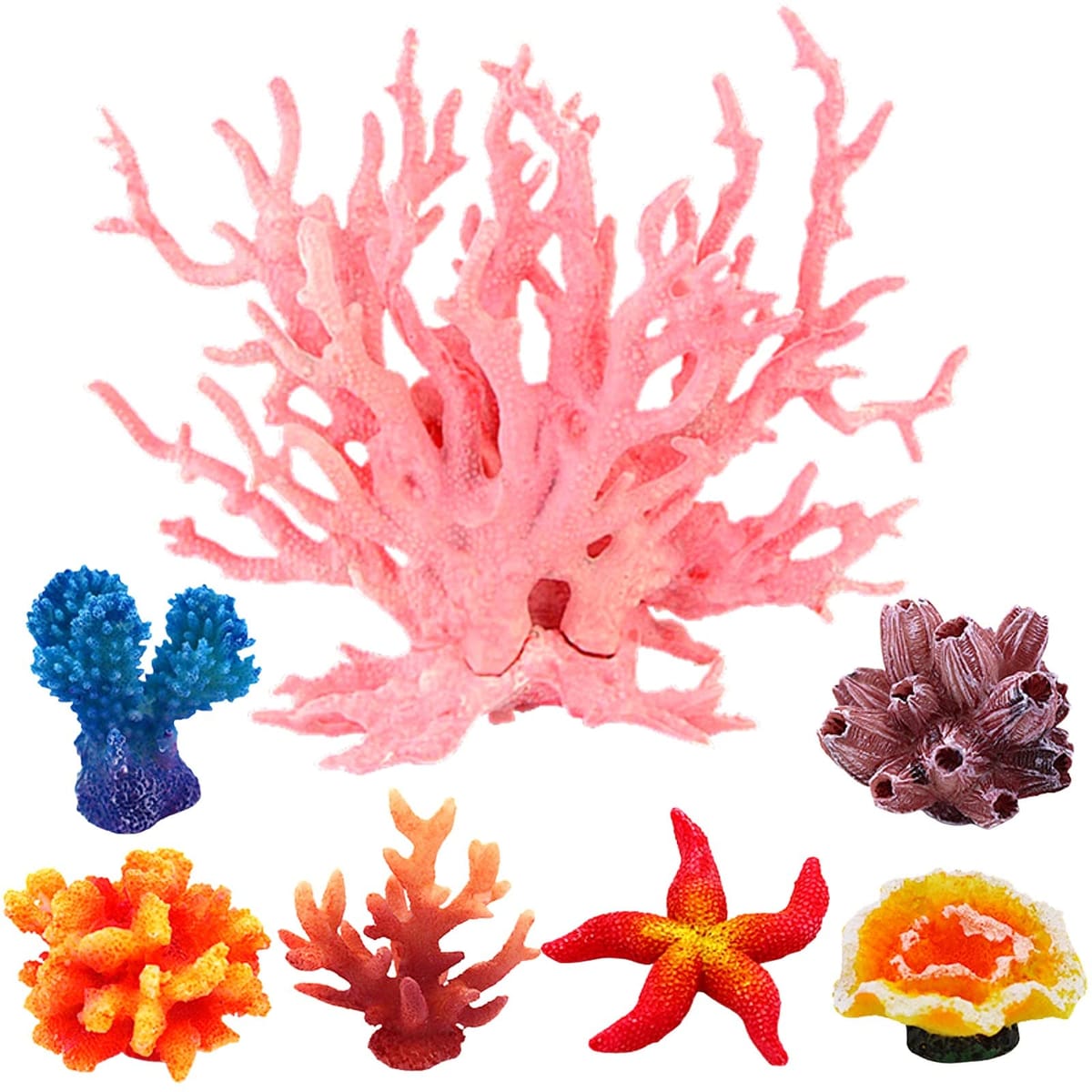heizi 水槽を華やかに彩る アクアリウム オブジェ 珊瑚 大小7体セット サンゴ オーナメント 装飾 熱帯魚 隠れ家
