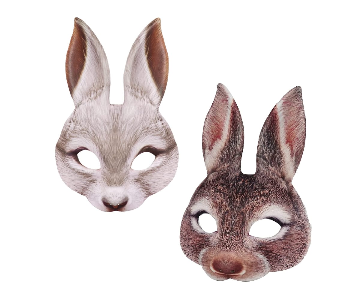 Sugarello お面 うさぎ ウサギのお面 仮面 仮装 ウサギマスク 動物マスク コスプレ ハロウィン パーティー 被り物 半面 2個セット