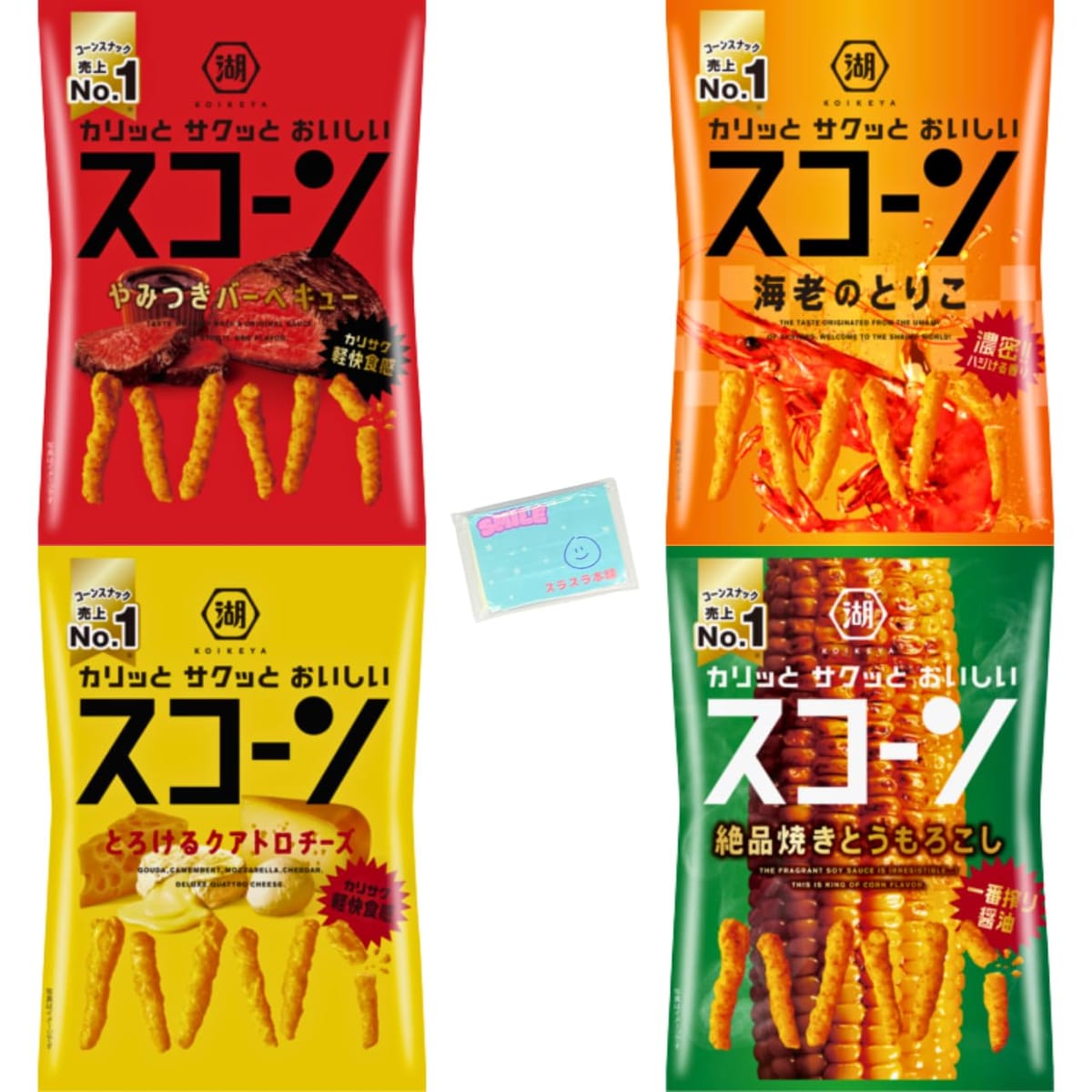 Monolog Style 湖池屋 スコーン 4種類アソートセット 【(1)やみつきバーベキュー 73g (2)とろけるクア..