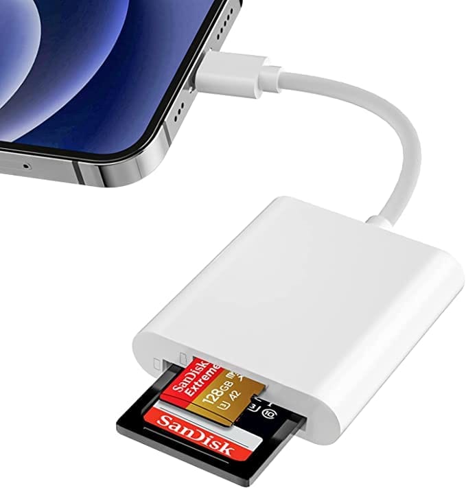 Ostrich iPhone SDカードリーダー ポータブルカードリーダー ICカードリーダー iPad対応 アイフォーン 2-in-1 SD/TF対応 microsdカード メモリーカード iOS最新対応 高速転送 写真 ビデオ コンパクト ホワイト