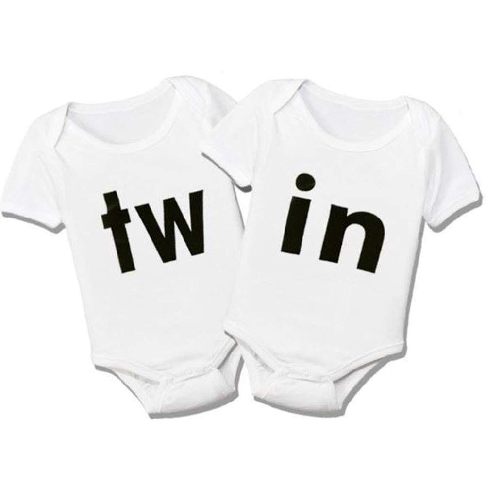 Twin 双子 ツイン コーデ 赤ちゃん 新生児 ロンパース ベビー baby 服 お揃い リンクコーデ ペアルック 衣類 Twins 2人分 ペア 2枚 セット