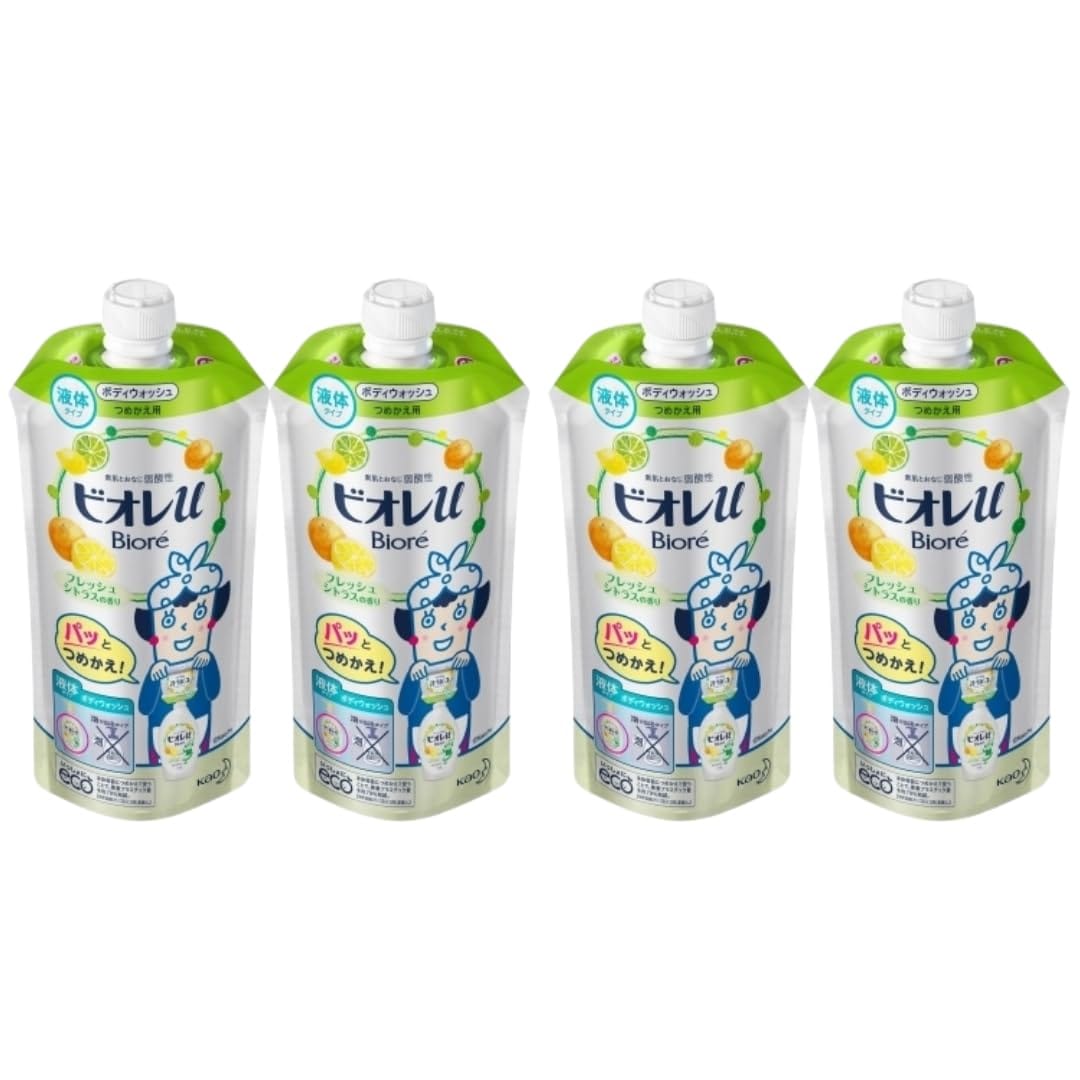 【4個セット】ビオレu ボディソープ フレッシュシトラスの香り つめかえ用 340ml