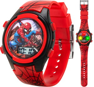 キッズ ライトアップウォッチ (バットマン 怪盗グルーの月泥棒 パウパトロール ショップキンズ スパイダーマン) Spiderman:Red レッド