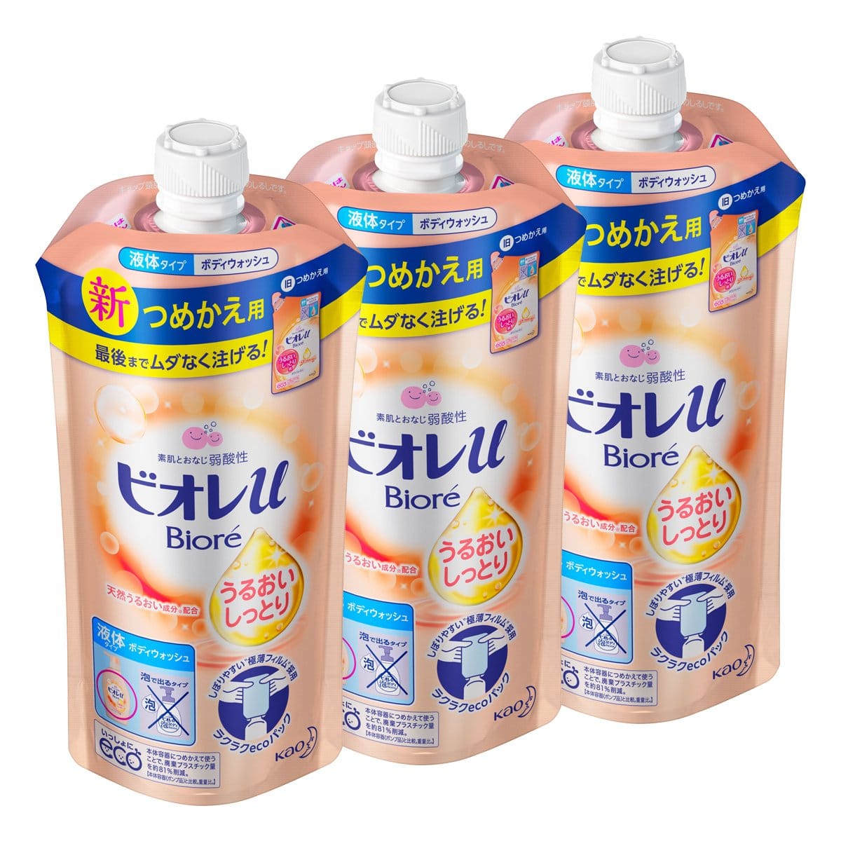【まとめ買い】ビオレu うるおいしっとり肌 つめかえ用 340ml × 3個