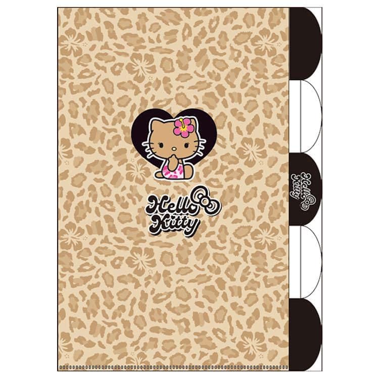 クラックス(CRUX) ハローキティ ダイカット5インデックスクリアファイル レオパード クリアファイル 書類整理 収納 5ポケット 日焼けシリーズ 309680