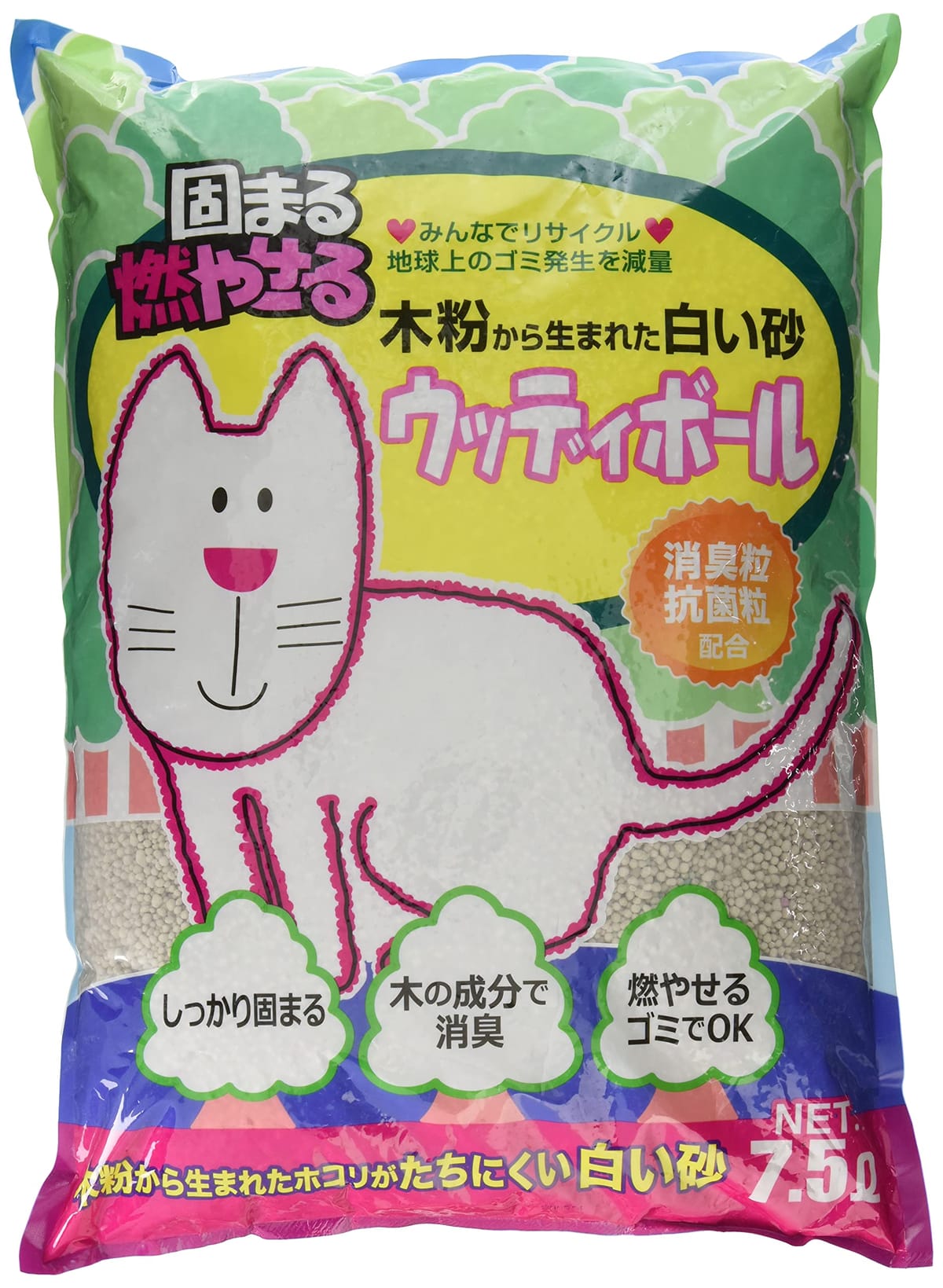 ペットプロ 猫砂 KPG 木粉から生まれた白い砂 ウッディボール 7.5L