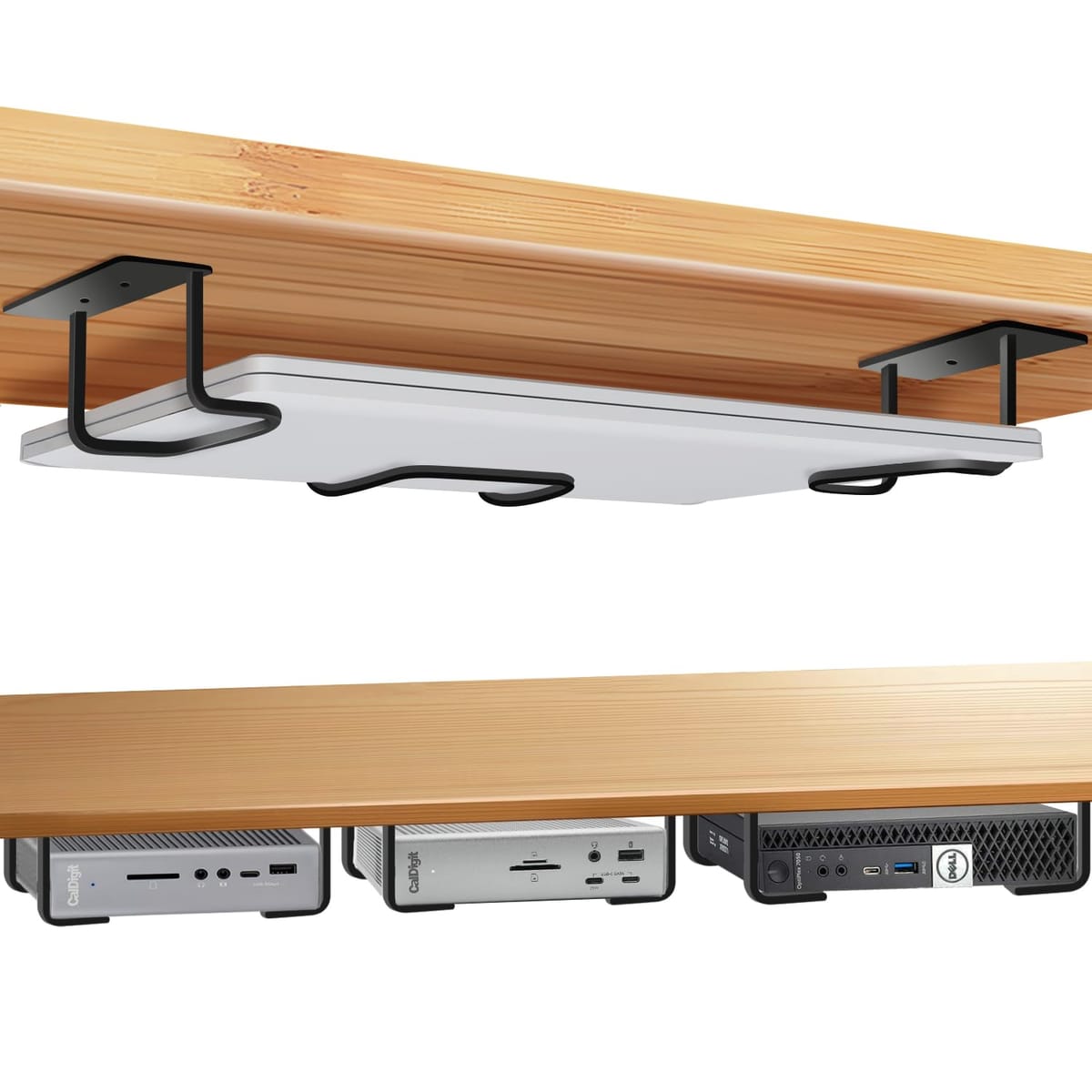 ノートパソコンだけでなく、デスク下のノートパソコンホルダー - 厚さ2.7インチ/70mm未満のノートパソコンやその他のデバイスを隠したり保管したりするのに最適です。ノートパソコン、Mac、キーボード、モデム、スマートTVボックス、DVDプレーヤー、アンプ、フォルダーなどに最適です。頑丈な金属構造 - デスク下マウント3個は高品質のアルミニウム製で、非常に頑丈で効果的です。 机の下に取り付けるためのネジ8本(予備用のネジ2本)が付属します。高価なデバイス用の他の接着剤よりもはるかに安全です。落下する心配はありません。ノートパソコンを傷つけることはありません - 当社のデスク下のノートパソコンスタンドトレイで保管したいノートパソコンやその他のデバイスは高価であることを理解しています。 そのため、デバイスの上部にネジが傷つくのを防ぐために外側の位置にネジ穴を設計しています。ブラケットは完全に研磨されているため、デバイスの底に傷をつける硬い顆粒はありません。シンプルで効果的な省スペース - このデスク下のノートパソコンスタンドトレイを木製のシット/スタンドデスクの下に取り付けて、デスクのスペースを解放し、キーボード、マウス、モニターだけがテーブルの上に置かれているときに、とてもきれいな外観になります。取り付けはかなり簡単 - 当社のデスク下のノートパソコンホルダーの長方形のフレームにより、ネジの取り付けが簡単です。特にネジ穴は外側にあります。 このデスク下のノートパソコンマウントは、ポートや接続部を覆わないため、必要なサイドポートに簡単にアクセスできます。 デスク下ノートパソコンホルダーとしては最適ですが、ノートパソコン以外にもお使いいただけません - 2.7インチ/70mm以下のノートパソコンや、Mac、キーボード、モデム、スマートTVボックス、DVDプレーヤー、アンプ、フォルダなどに最適です。 !