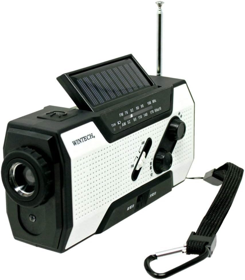 サイズ: 15.7 x 5.3 x 7.4 cm重量: 304g充電方法: 手回し、ソーラー、MicroUSB防水等級: IPX3付属品: 取扱説明書、MicroUSBケーブル、タイプC変換アダプター、カラビナ付きストラップ 108MHz) SOSアラート付き小型ラジオ スマホに充電可能な防災ライト 屋外で使えるポータブルラジオ 手回し充電 ソーラー充電 乾電池 USB充電 地震 震災 津波 台風などの緊急対策 アウトドア 防災グッズ