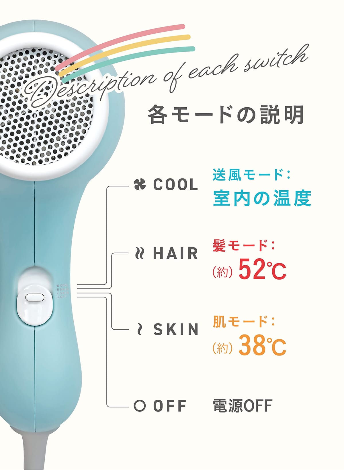 シービージャパン(CB JAPAN) ドライヤー 低温 静音 子供用 スキンケア ママのためのドライヤー POPPO(ぽっぽ) comtool