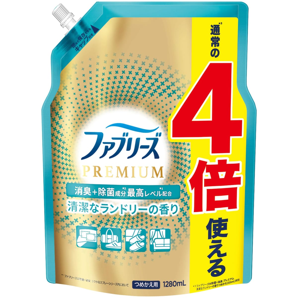 [大容量] ファブリーズ 消臭スプレー 布用 PREMIUM 清潔なランドリー 詰め替え 1,280mL