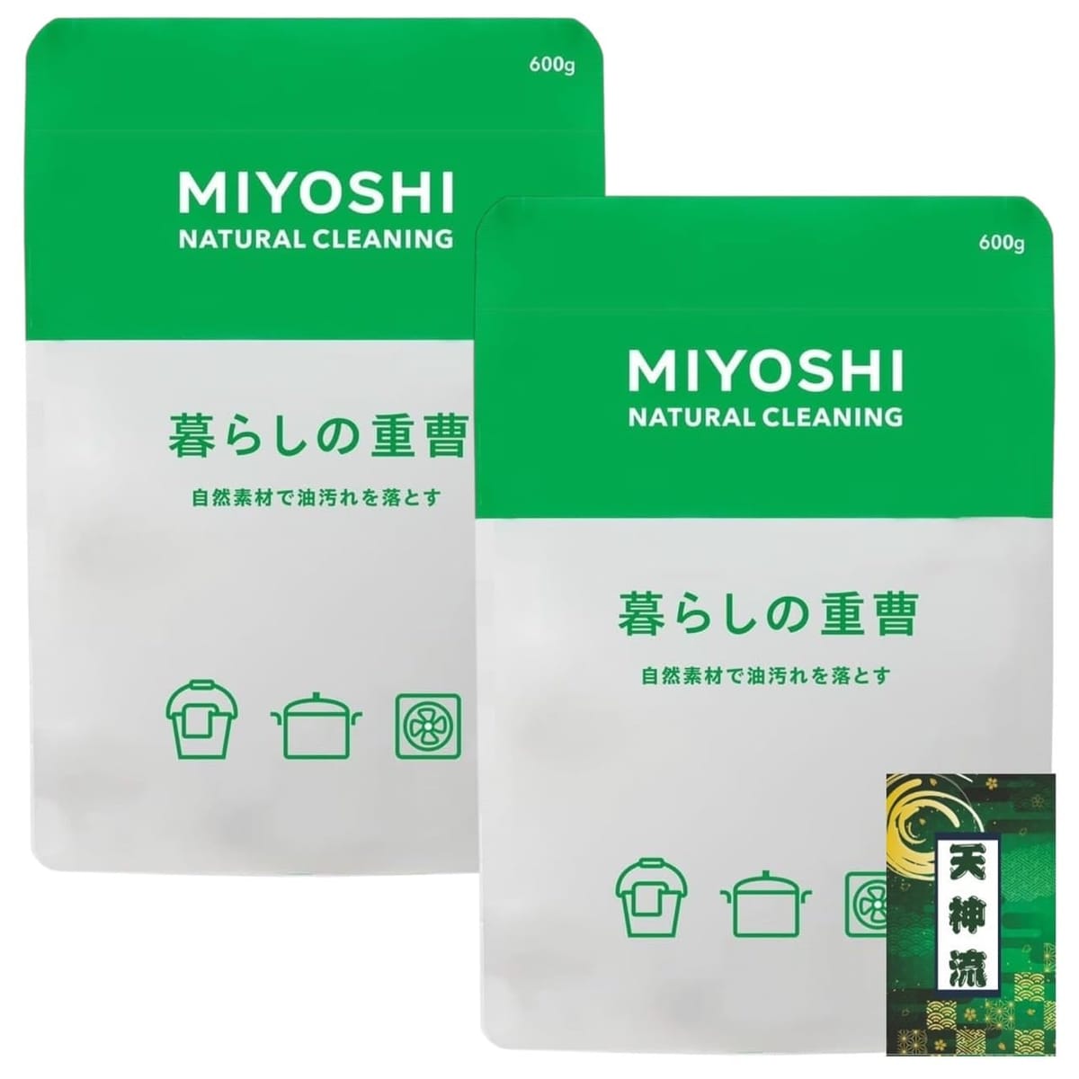 ミヨシ石鹼 暮らしの重曹 粉末 600g 1個 + 暮らしのクエン酸 粉末 330g 2個セット + 天神流くじ付