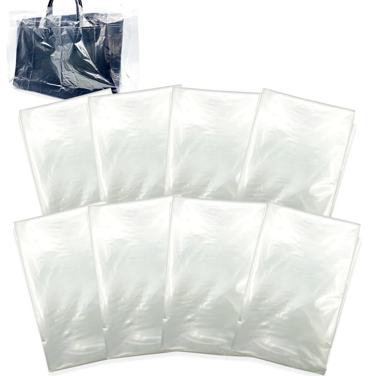 [Rimikuru] レインバッグカバー 防水 透明 4枚/8枚 鞄 カバー バッグカバー 使い捨て 携帯用 マチ付き トート 雨 雨よけ