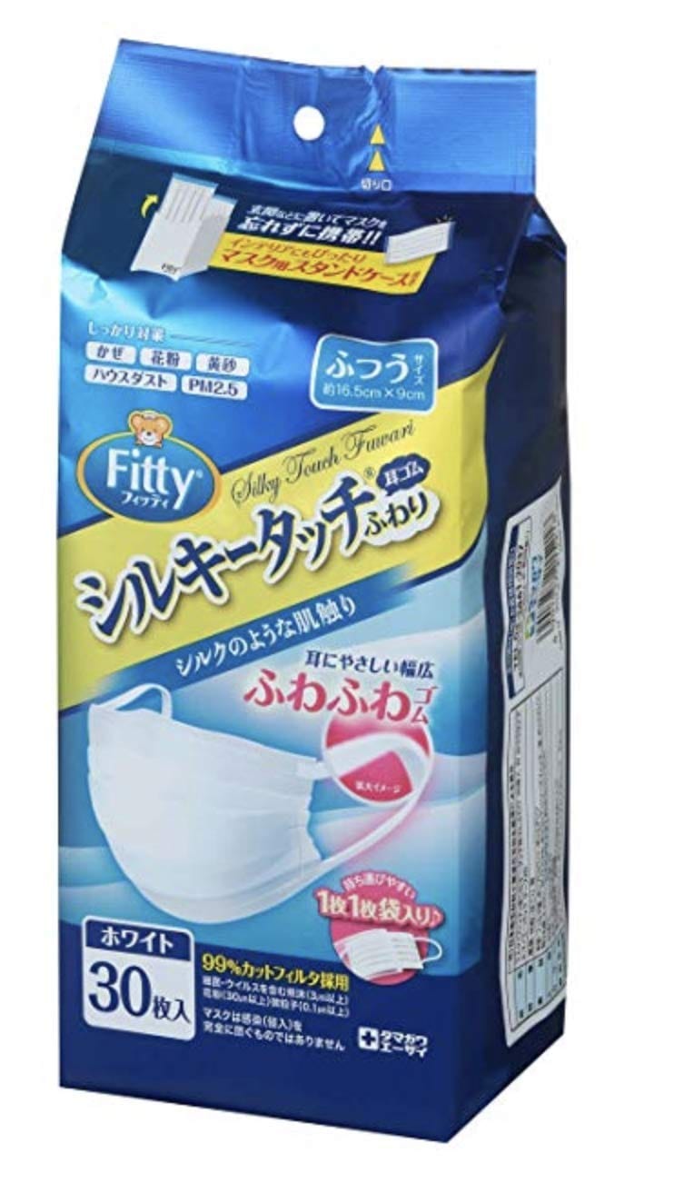 フィッティ シルキータッチ耳ゴムふわり 30枚 ホワイト ふつう エコノミーパック ケース付き × 2個セット