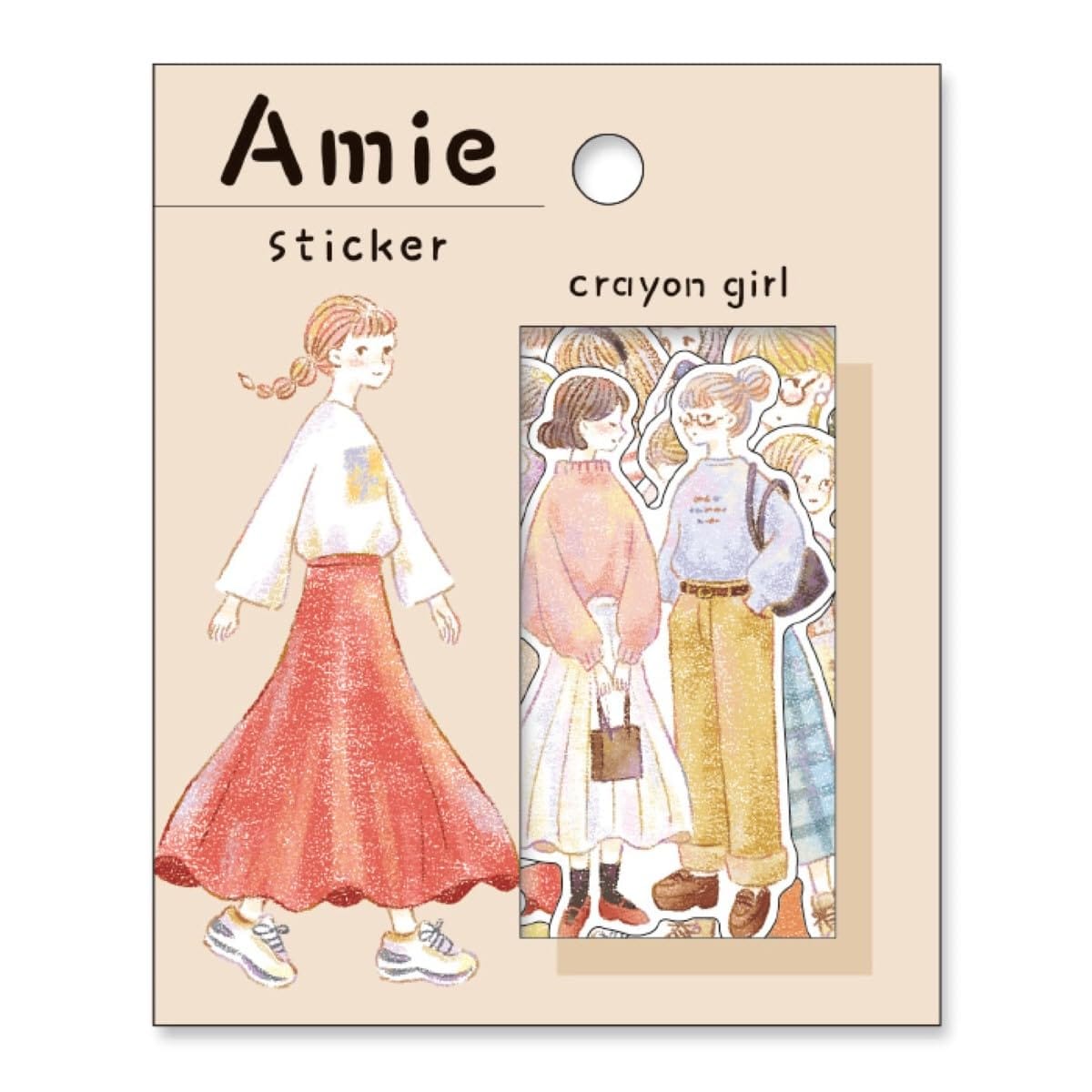 Amie sticker アミ ステッカー かわいい フレークシール (クレヨンガール)