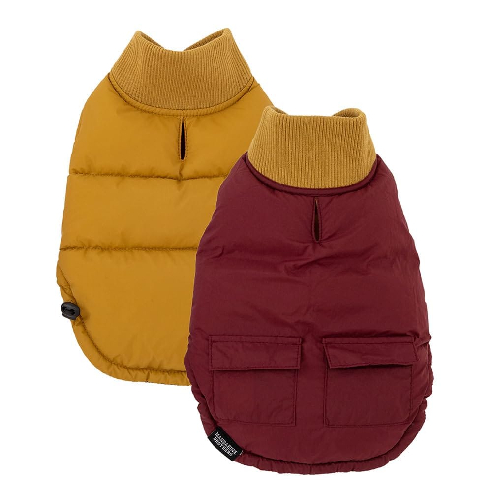 MANDARINE BROTHERS マンダリンブラザーズ リバーシブルダウンベスト XS、S マスタード×バーガンディー S