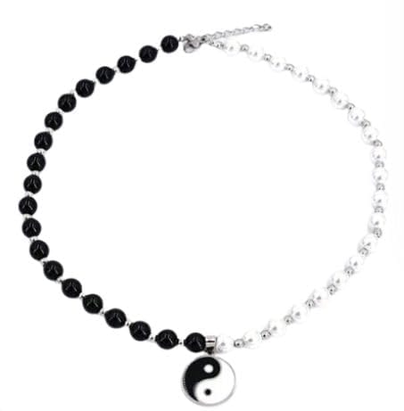 BrightVista モテる メンズ ネックレス 陰陽デザイン 黒白パール ペンダント シルバーアクセ モテる おしゃれ シンプル 太極 チェーン ステンレス ユニセックス 韓国ファッション カジュアル フォーマル ギフト プレゼント 人気 Tシャツコ