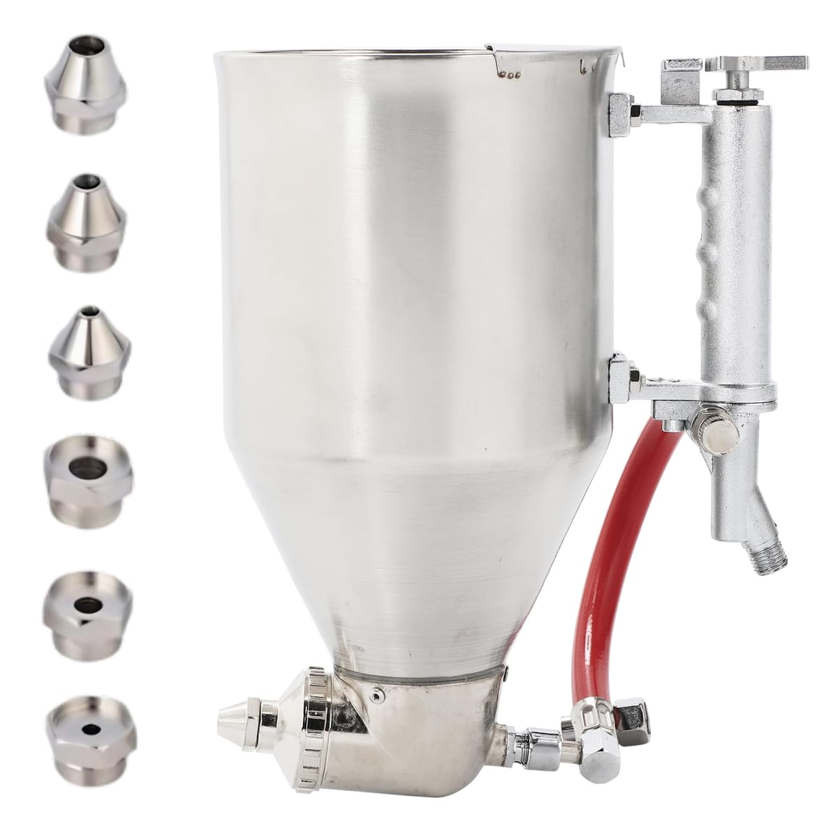 リシンガン ノズル6種付 重力式 エア 建築塗装用 エアー スプレーガン 3.5L 外壁 吹付 塗装 モルタル ..