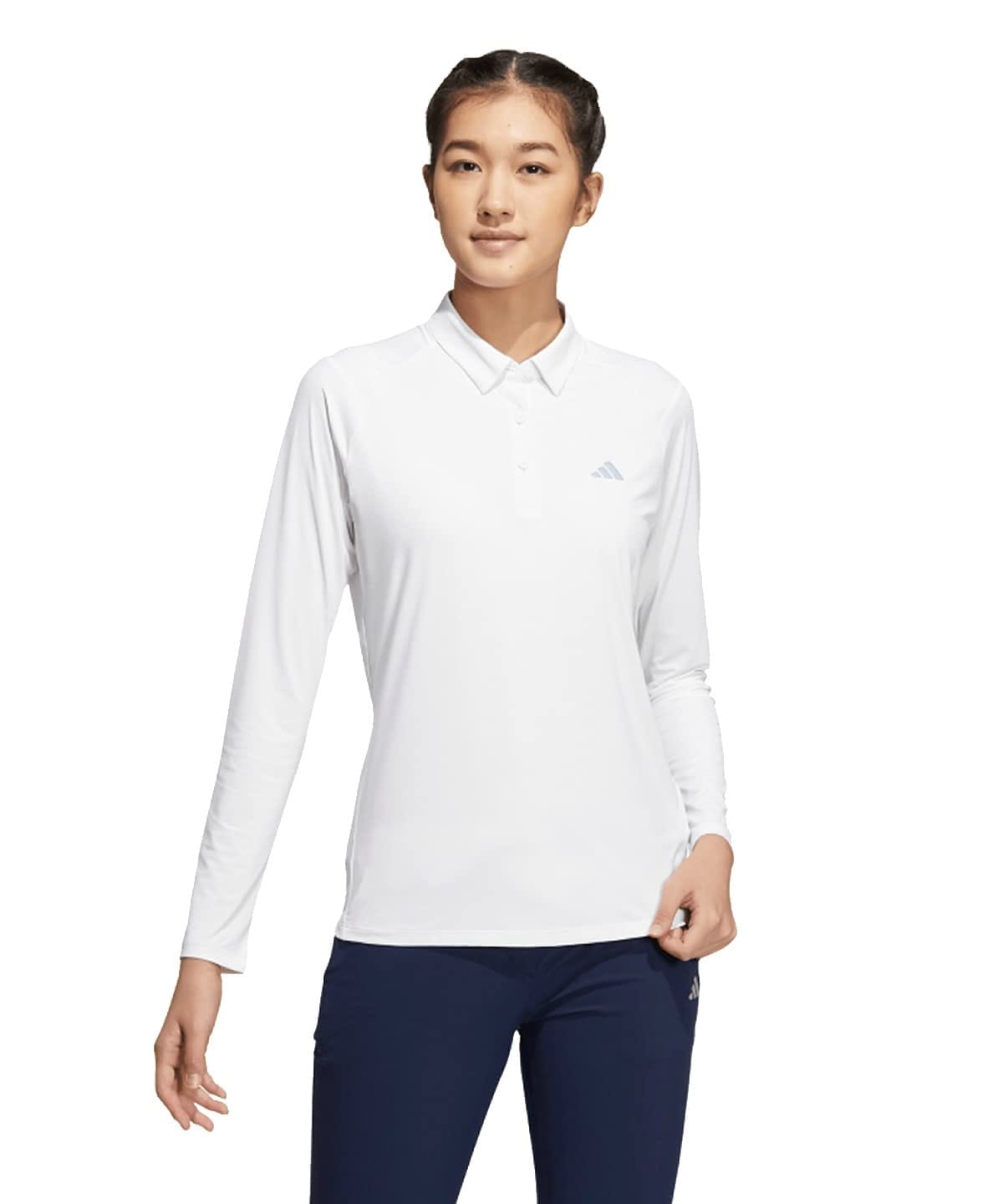 アディダス ストレッチ ライトウェイト長袖ボタンダウンシャツ EAU23 レディース adidas 2023春夏モデル 日本正規品 XL ホワイト